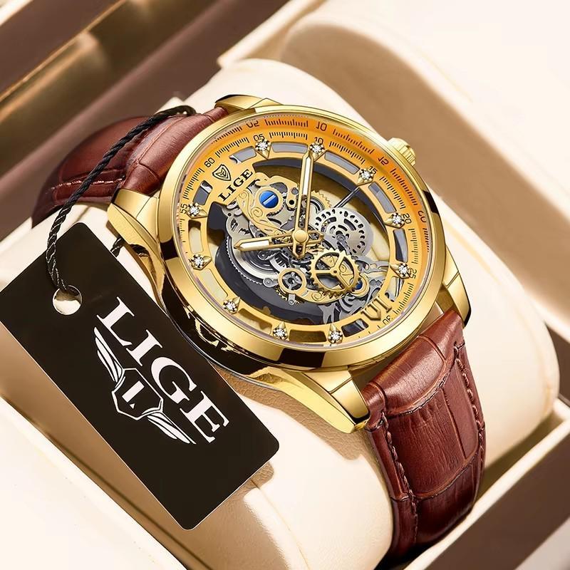 Men Watch Skeleton Quartz Wristwatch Gold Skeleton Retro Man Watch Top Brand Luxury Clock Mens Watches