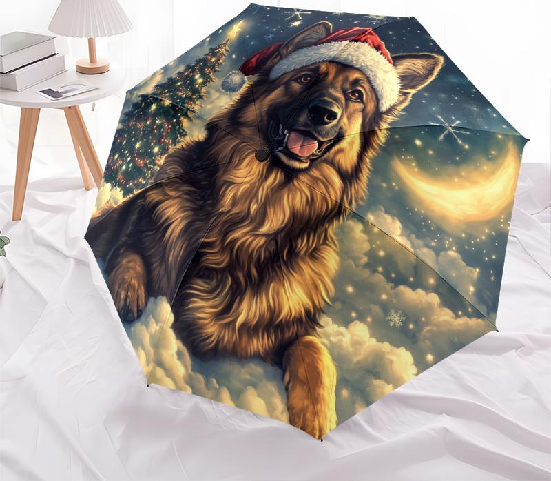 Christmas dog, automatic folding umbrella, portable and foldable design, 8 ribs, a Christmas or birthday gift.