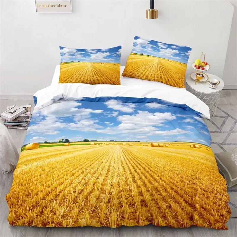 Gold Wheat Field Duvet Cover Natural Scenery Print Bedding Set Microfiber Twin Queen King Comforter Cover For Kids Adults Decor
