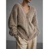 Damen Elegant Einfach geknöpft Lässige Strickjacke Herbst Winter Langarm Weicher V-Ausschnitt Pullover
