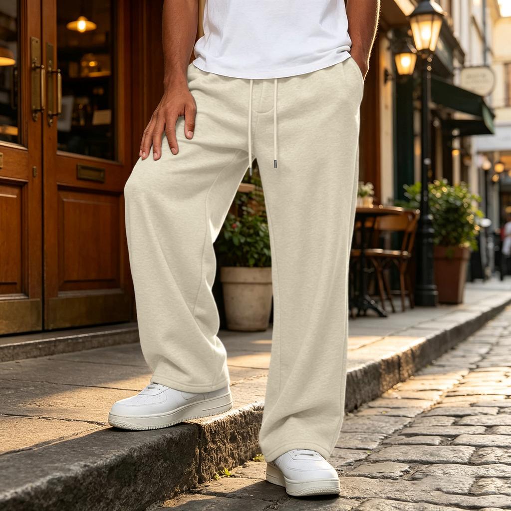 Calça de Moletom Colorida Masculina de Caimento Solto com Cordão e Cintura Elástica - Joggers Casuais Plus Size para o Dia a Dia