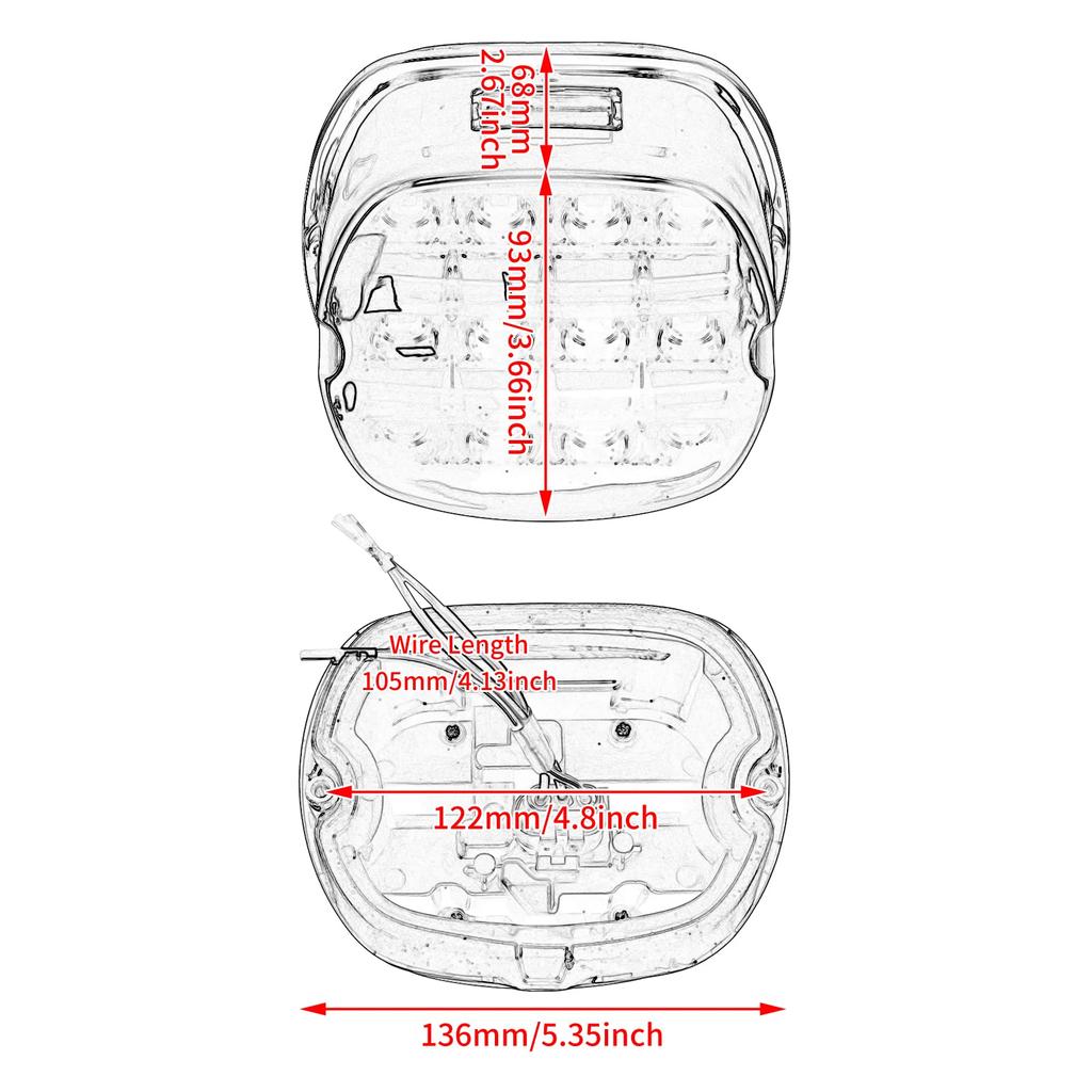 HDBUBALUS Motocyklové brzdové zadní světlo LED Multifunkční Kompatibilní s Harley Dyna Fat Boy Sportster Road King