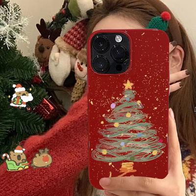 Crayon Drawing Of Christmas Tree Phone Case For iPhone 17 16 15 14 13 12 11 Pro Max XR XS MAX 7 8 PLUS Air INS Transparent Cover