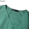 ZANZEA Women Casual V-Neck Loose Summer Short Sleeve Dress