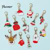 Oil Dripping Pendants 10/20/30Pcs Christmas Keychain Set, Golden Plated Alloy Enamel Keyring Pendant, Set Santa Tree Reindeer for Holiday Bag