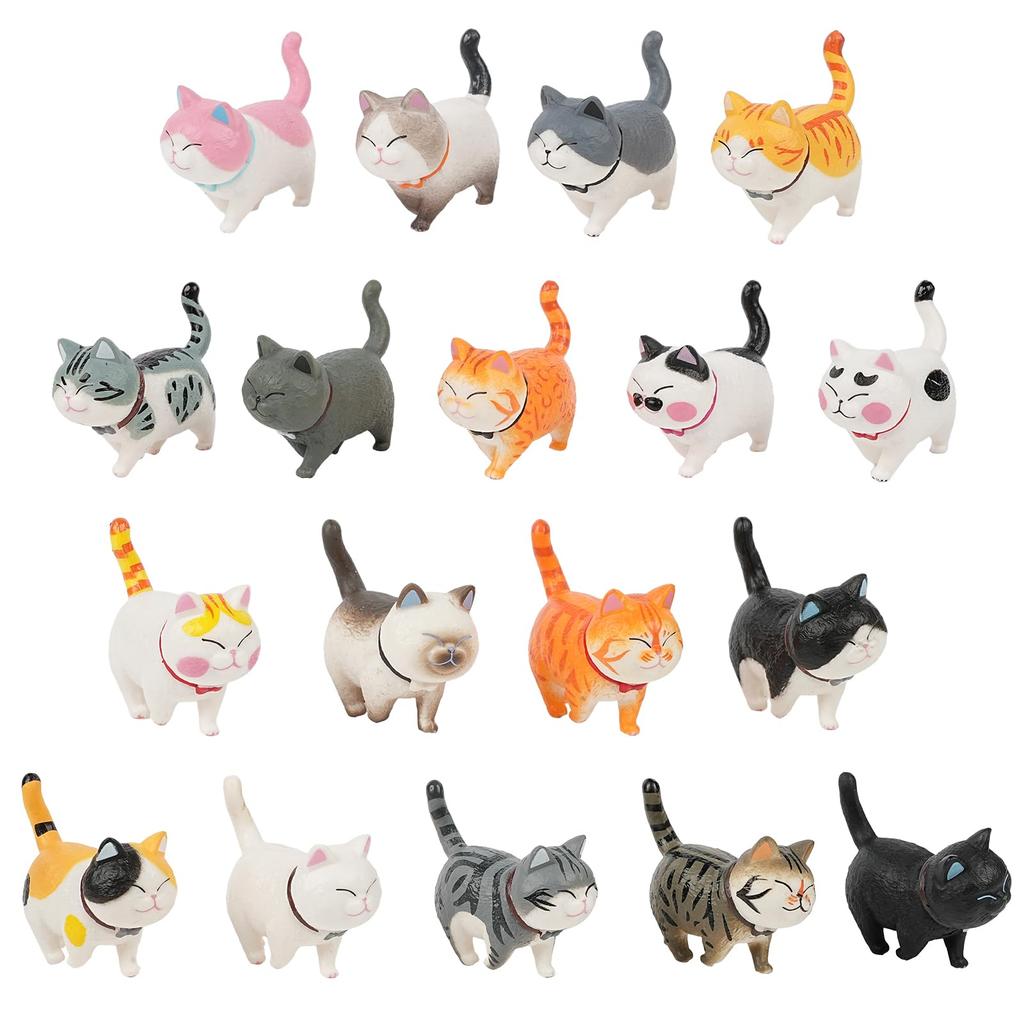 Set of Miniature Cat Cute Cat Figurines with Turning Perfect for Tabletop Office Car or As a Gift 18-Piece Figurines, Heads, Decor, Supplies,