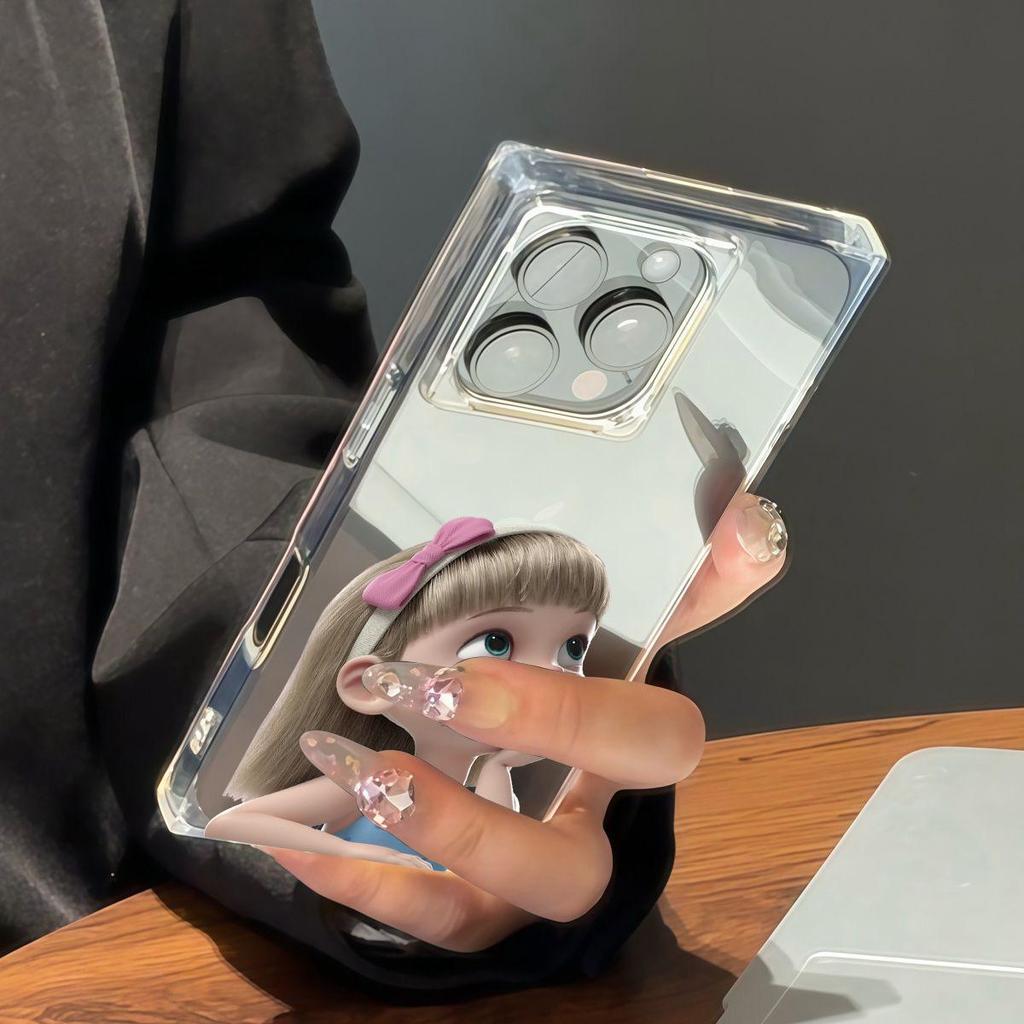Clear Square Back Tube Case Protection For iPhone 14 Pro Max 12 13 15 Plus 11 16 ProMax Anti-Oxygen,Little Girl Pattern Casing
