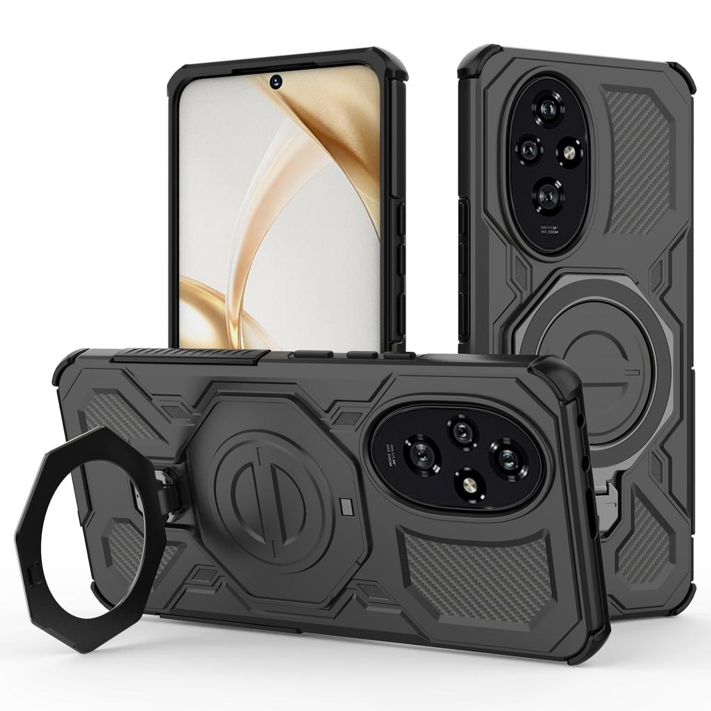 For Honor 200 5G Magnetic Case Rotating Metal Kickstand Shockproof PC+TPU Phone Back Cover