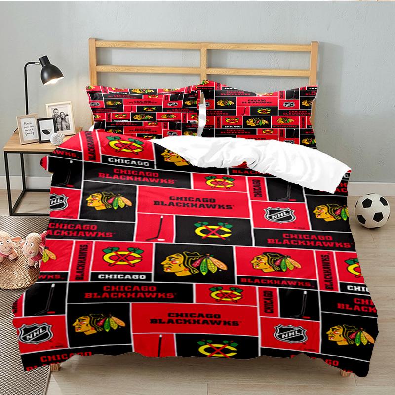 Chicago Hockey 3PCS Bedding set,Ideal for 1pc Duvet Cover And 2pcs Pillowcases Perfect for Fan gift,Ideal for Bedroom, Dormitory