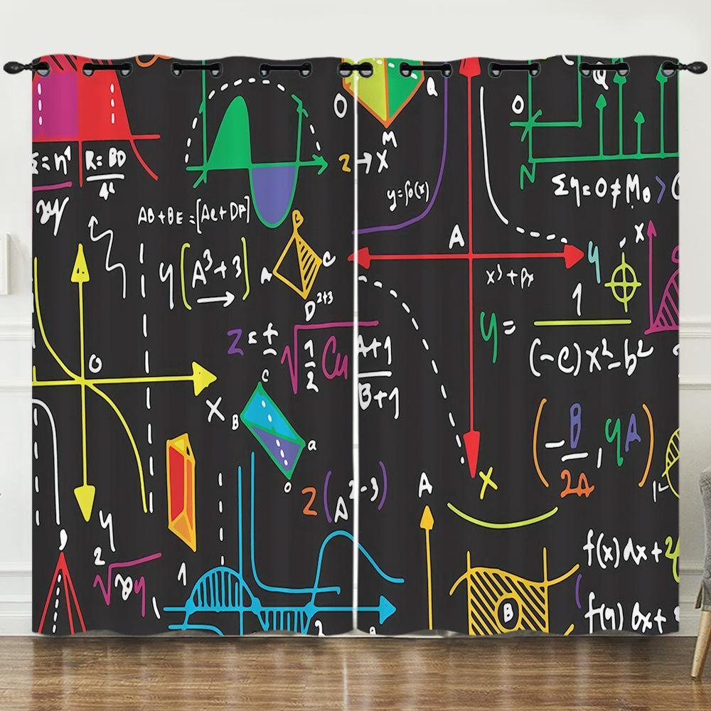 Zasłona Geometryczna Wzór Liczbowy Drukowanie Cyfrowe 3D Zasłona zaciemniająca Przelotki