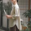 Johnature Women Embroidery Floral Shirts O-Neck Tops Chinese Style Solid Color Blouses Summer Loose Shirts