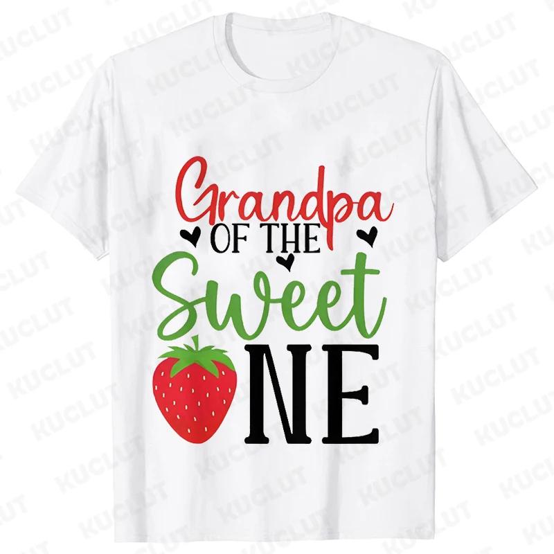 Sweet One Strawberry Birthday Party T-shirt Casual Top T Shirt Family Matching Girls 1st Birthday Graphic Adult Kids Tee T-Shirt