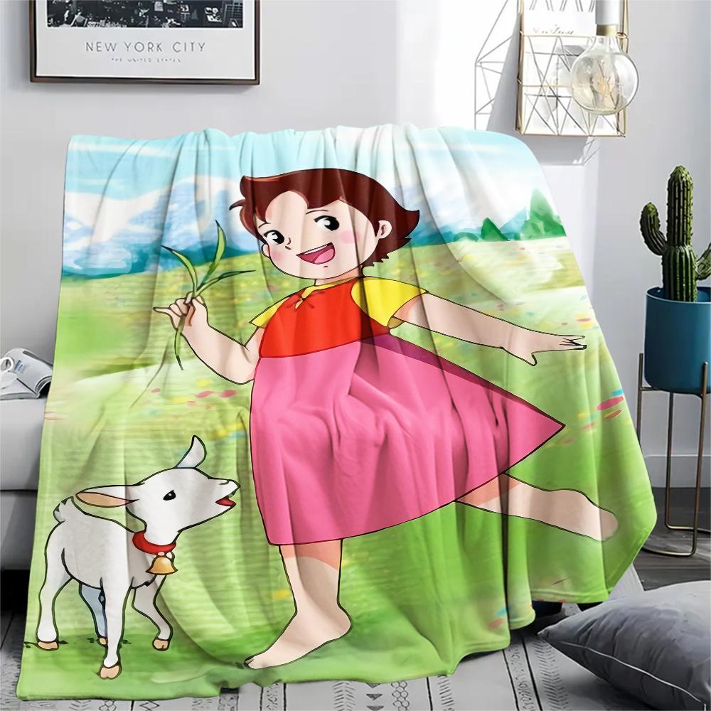 1 Stück Heidi Alpen Cartoon-Druck Flanelldecke, Hohe Qualität für alle Jahreszeiten, Heimdekoration, Wärme und Komfort, Perfekt für Weihnachtsgeschenke