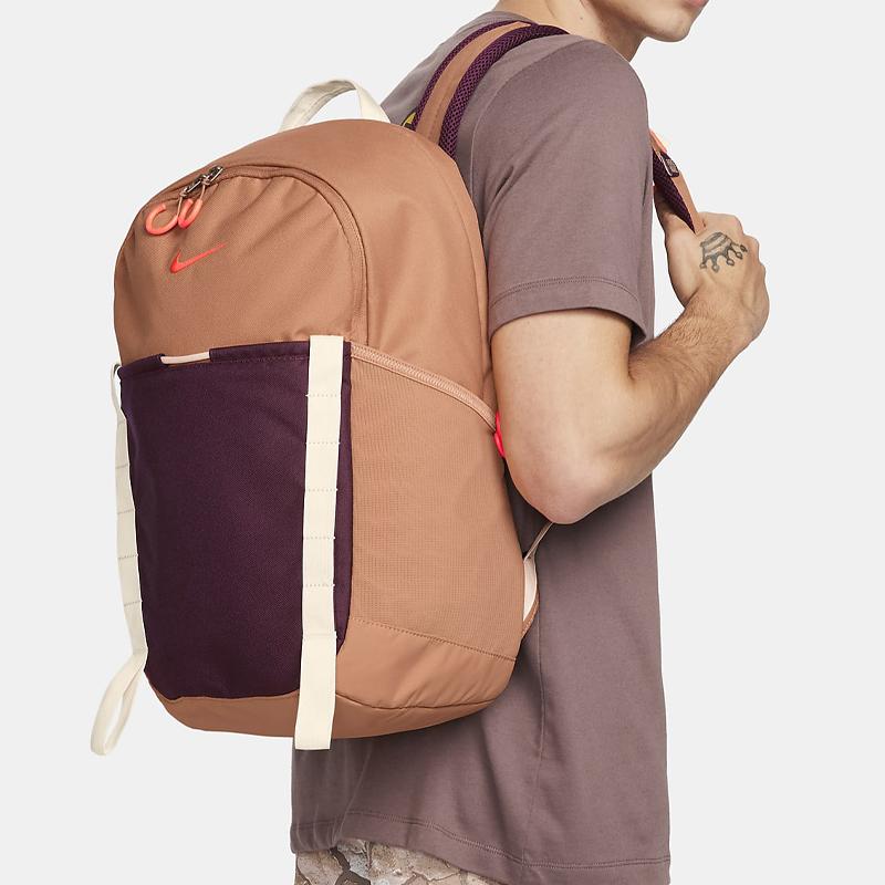 Nike Fabric Backpack Regular Unisex Amber Brown & Night Brown Red & Bright Dark Red Casual DJ9678-225