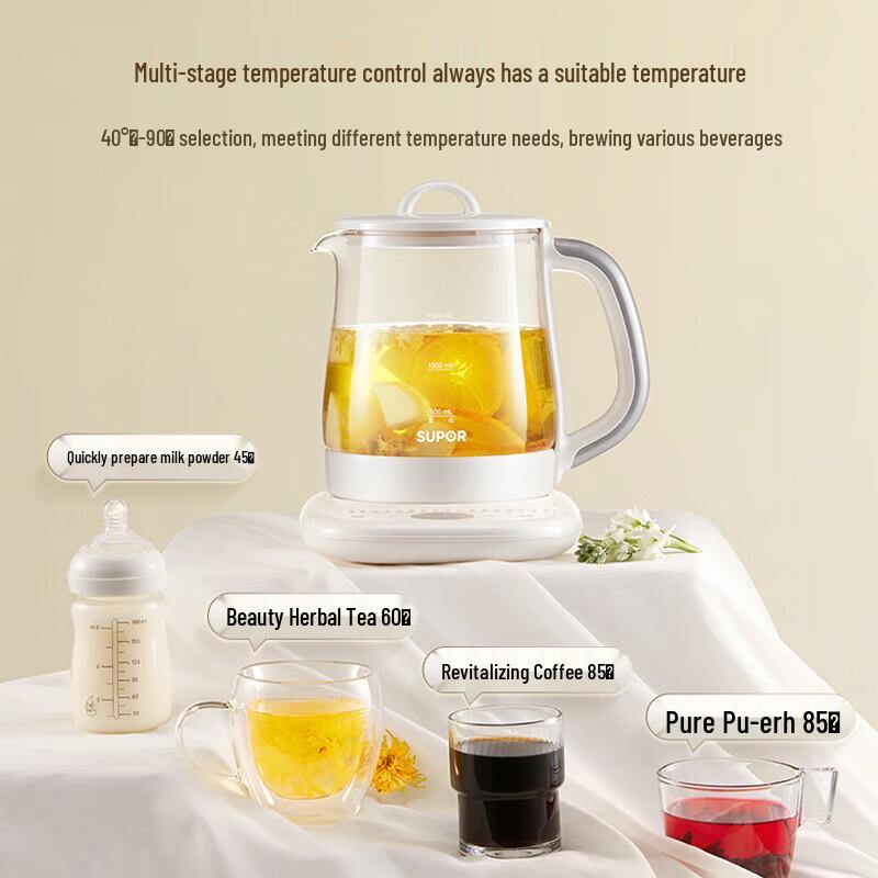 Supor 1.5L Multifunctional Glass Electric Tea Kettle