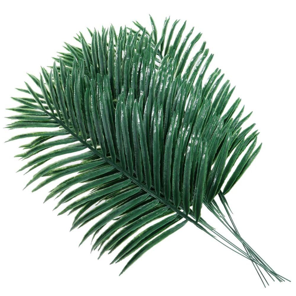 10Pcs Green Leaves Artificial Palm Leaves Flexible Branches Faux Greenery  Wedding Decor