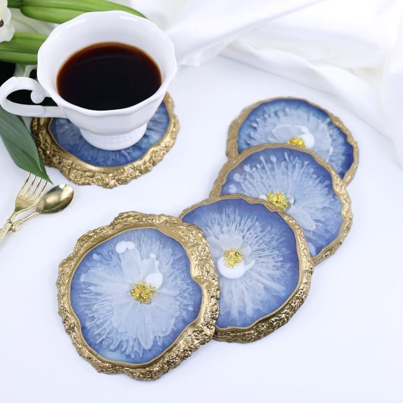 Resin Silicone Coaster Molds for Resin,Geode Coaster Molds for Resin Casting,Epoxy Resin Molds for Tray Coasters Making
