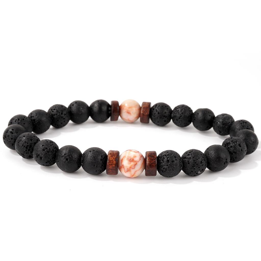 Popular Coconut Chip Volcanic Stone Bracelet Imitation Obsidian Yoga Energy Black Glitter Stone Bracelet