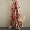 DIMANAF New 2026 Summer Beach Women Plus Size Lady Long Dress Loose Oversize Maxi Fashion Floral Print Cotton