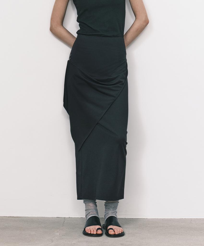 Eum Kiim Hook Detail Two-Way Jersey Skirt_Black