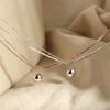 PANJBJ 925 Silver Circle Ball Necklace for Women Versatile Clavicle Chain Double Layer Versatile Office Minimalist Jewelry Gift