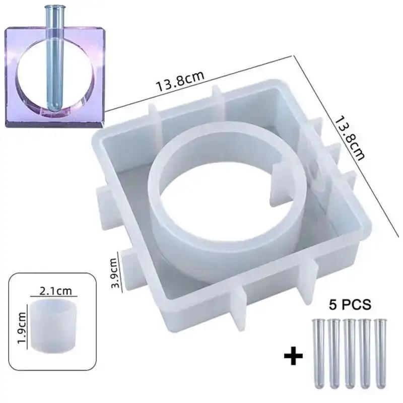 New Epoxy Resin Crystal Glue Mold Oval Square Hydroponics Test Tube Flower Nursery Table Vase Silicone Mold Epoxy Resin Molds
