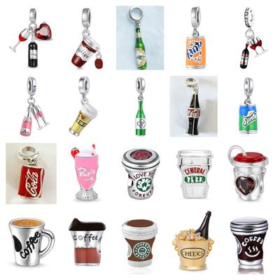 New Copper Christmas Pandent Charm Wine Cup Drink Bead Fit Original Bracelet Trinket Diy Jewelry Gift For Women