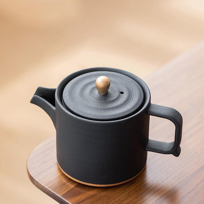 Black Ceramic Gold-Decorated Teapot Creative Filter Ceramic Kung Fu Tea Set