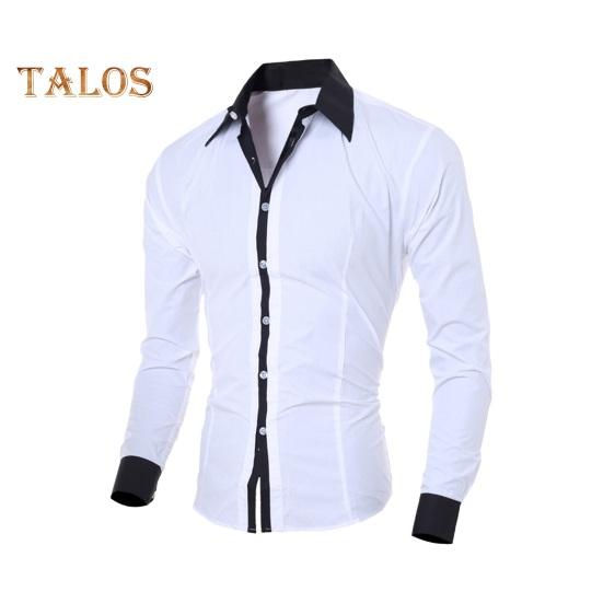 

Осенне-весенняя мужская рубашка с отложным воротником, однобортная, контрастного цвета, облегающая, с длинными рукавами, на пуговицах, кардиган средней длины, повседневный, деловой, повседневный M белый