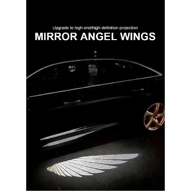 2pcs LED Welcome Lights Car Ambient Accessories Door Rearview Mirror Angel Wing Auto Carpet Lamp Dual Controller Atmosphere Lamp