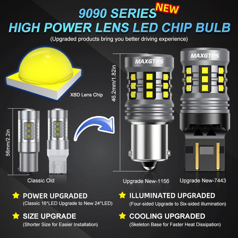 MAXGTRS 2x 1156 LED P21W BA15S 7440 W21W XBD Chip Turn Signal Light Backup Bulb Reverse Tail Lamp