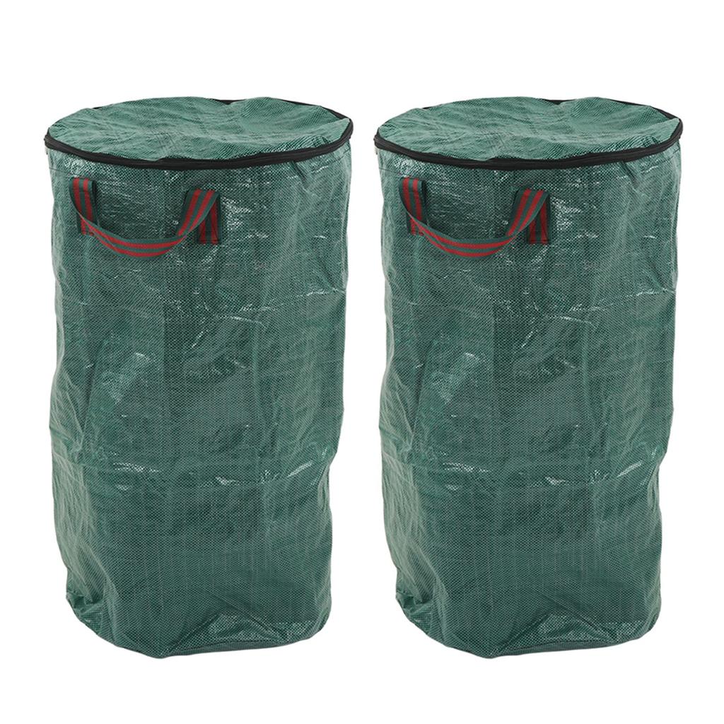 2Pcs Garden Waste Bags Green Reusable Anti Corrosion Heat Resistant Leaf Collection Bag with Handle 272L 72Gal 67x76cm