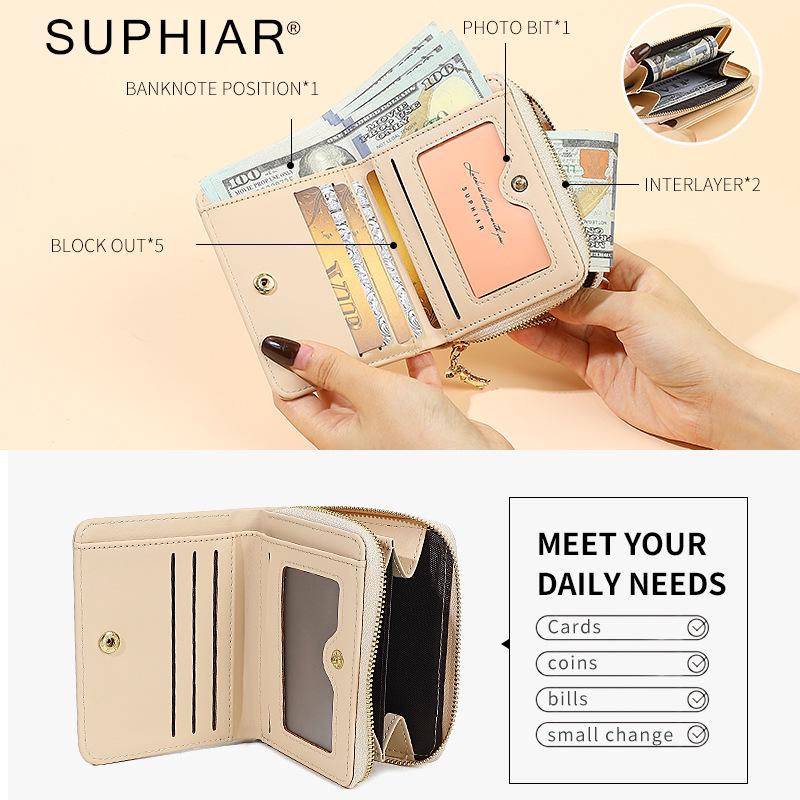 Cute Puppy Bi-fold Zipper Wallet: Multifunctional PU Coin Purse & Card Holder for Students