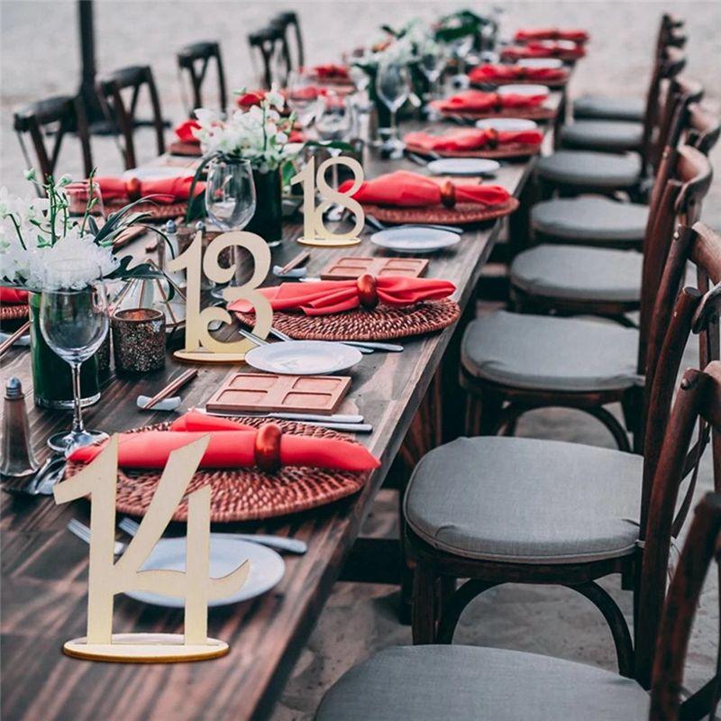 A60Z1-20 Wooden Table Number Plate With Base Digital Seat Plate Birthday Wedding Party Decoration Gift Decorationmay