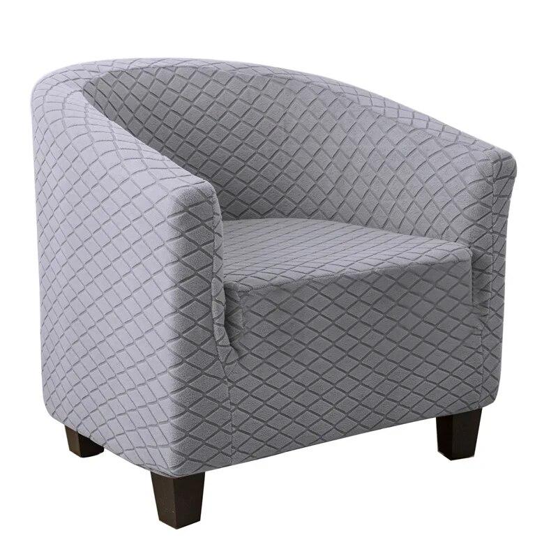 Club Chair Cover Stretch Tub Chair Slipcover Solid Color Sofa Cover Plaid Jacquard Couch Cover for Study Bar Counter Living Room