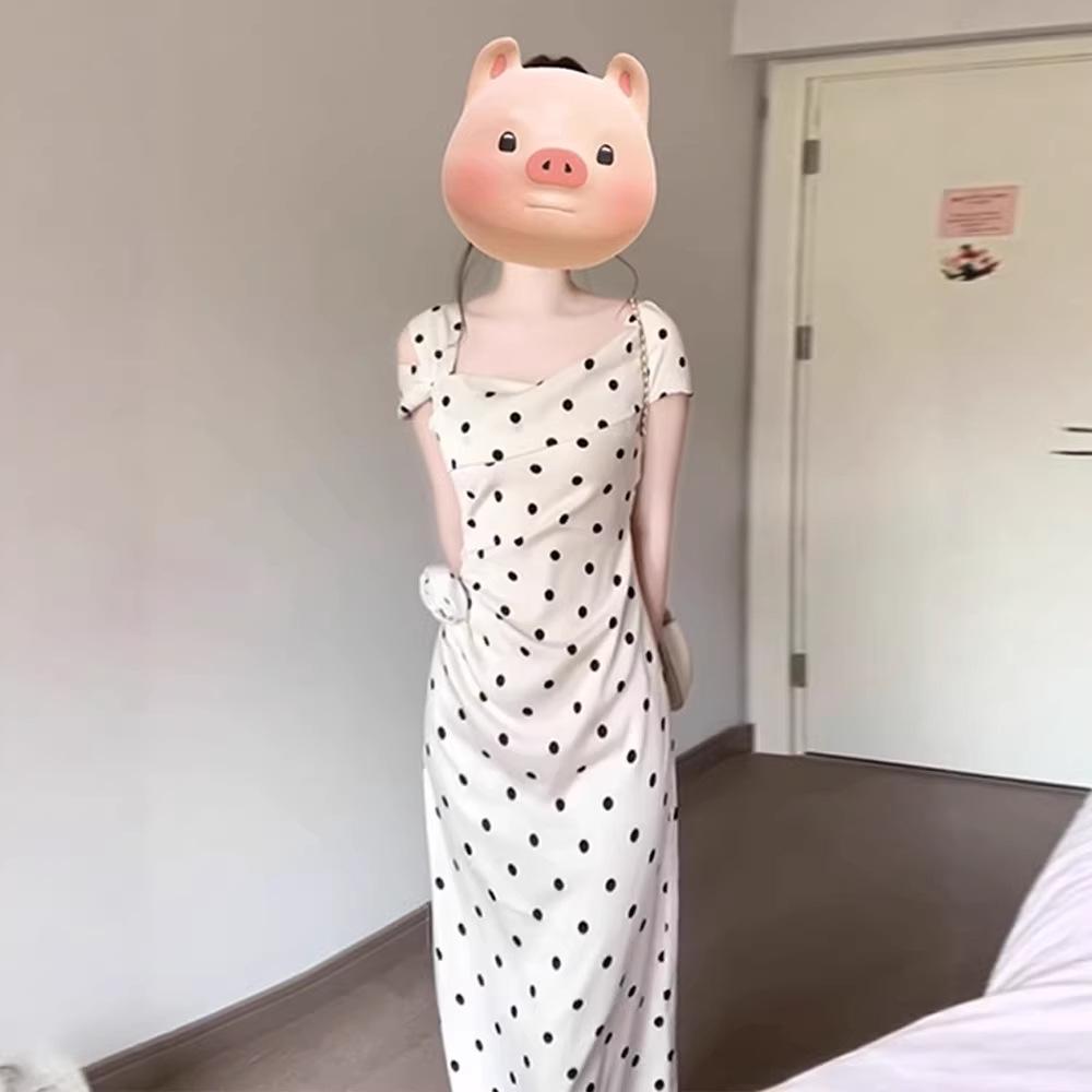Petite Polka Dot White Summer Dress 2026: Waist-Cinched, Hip-Hugging, Long Dress with High-End Style and Elegance