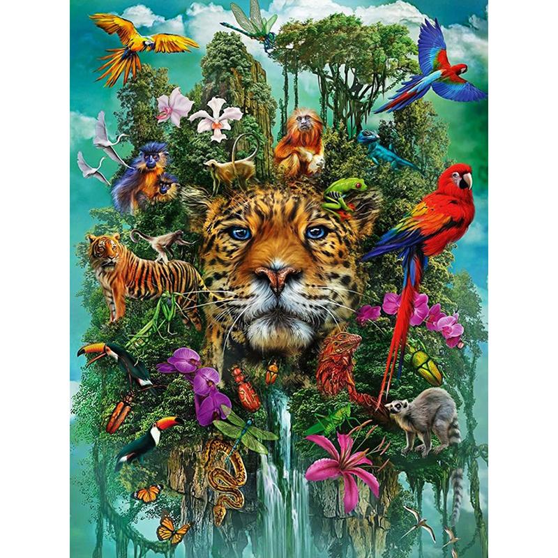 5D DIY Diamond Embroidery Kits Leopard Diamond Painting Animals Cross Stitch Modern Art Zoo Living Room Wall Home Decoration