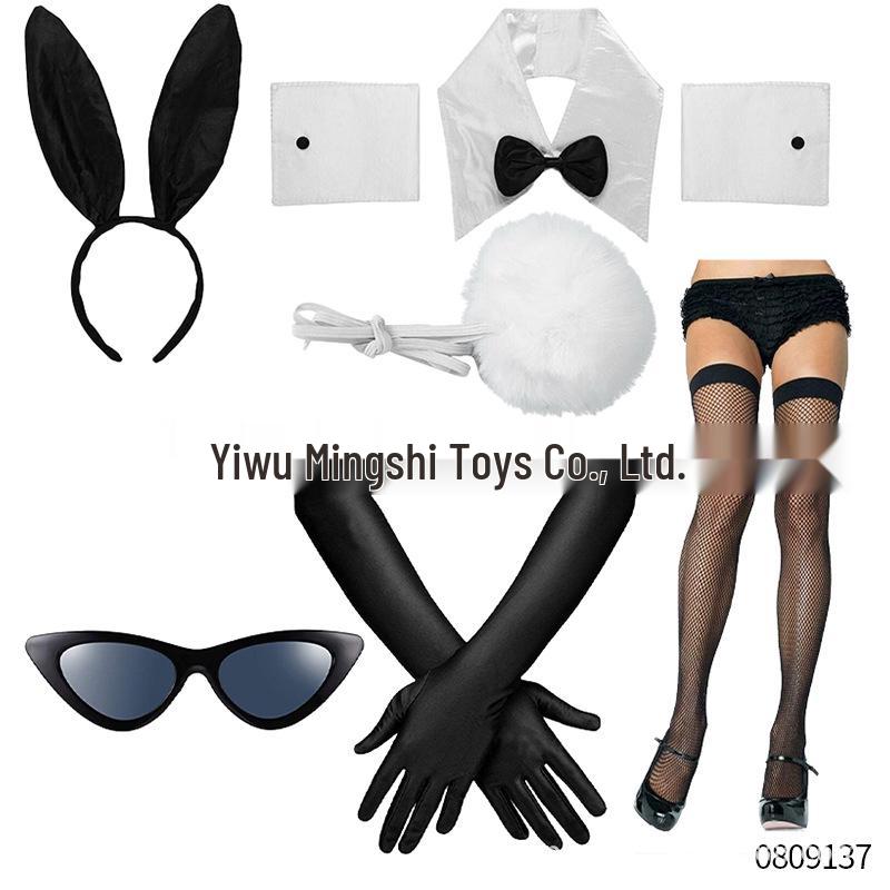 Konijnenmeisje Cosplay Set: Satijnen Hoofdband, Pompon Konijnenstaart, Kostuum Prop