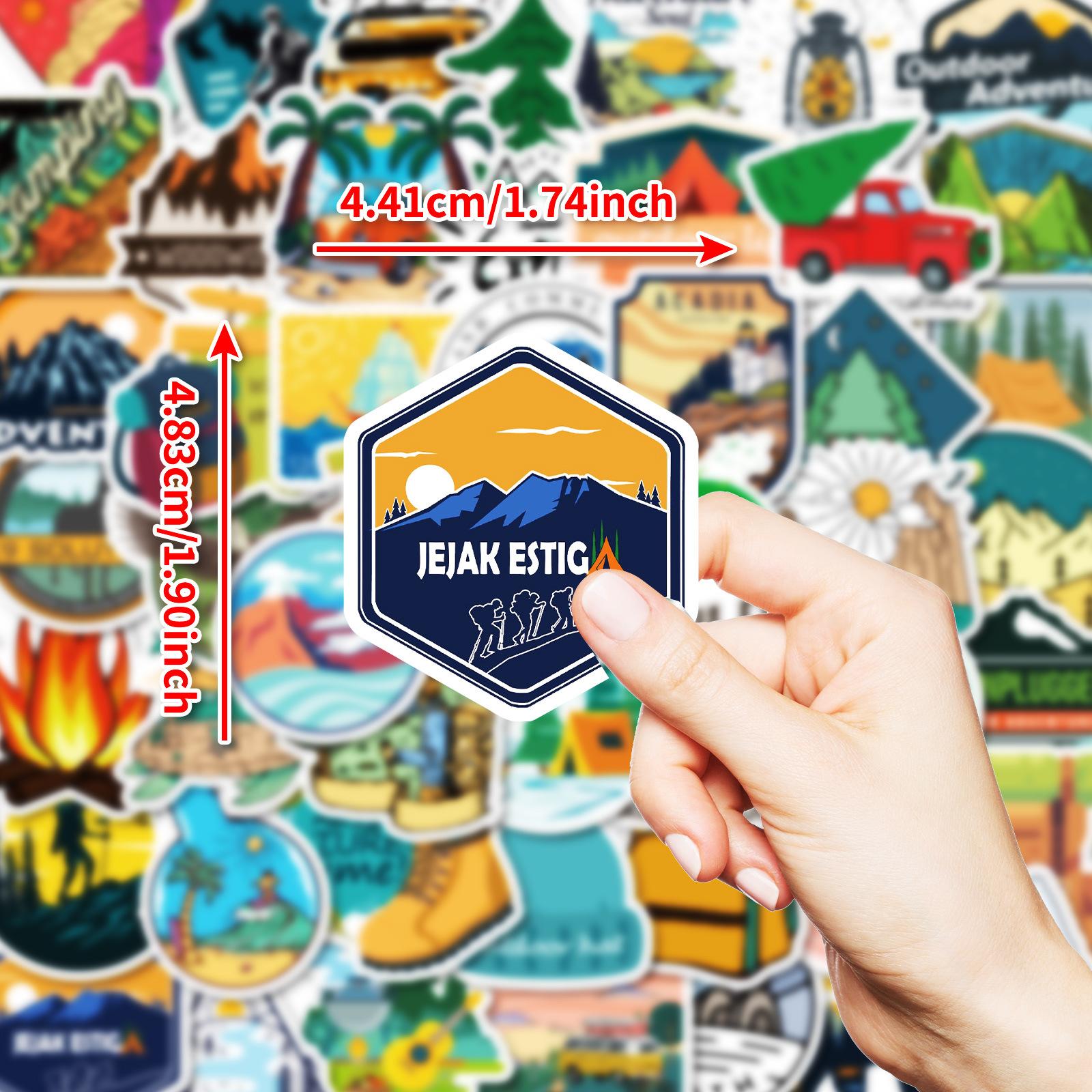 

50 листов водонепроницаемых декоративных стикеров на тему походного отдыха на природе для DIY чехла для мобильного телефона, багажа, холодильника