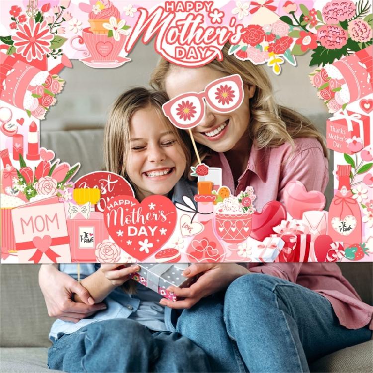 Mother's Day Party Photo Props Photography Paper Picture Frame and Accessories Party Supplies for Family Gathering