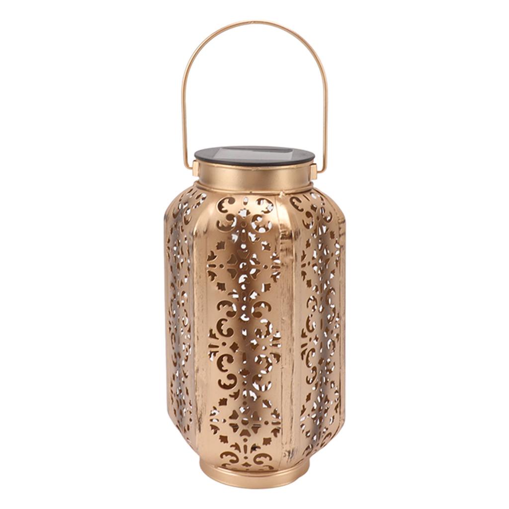 LED Solarlaterne Wasserdicht Hängende Metalllampen Kleine Sechseckige Laterne für Rasen Veranda Hinterhof