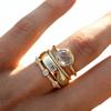 Luxury Shine Gold Color Inlaid with White Zircon Set of Rings Fashion Engagement Wedding Women's Ring Jewelry Sets