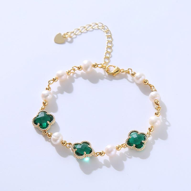

New Four-leaf Clover Bracelet for Women Classic Retro Design High-end Women s Bracelet Jewelry зелёный