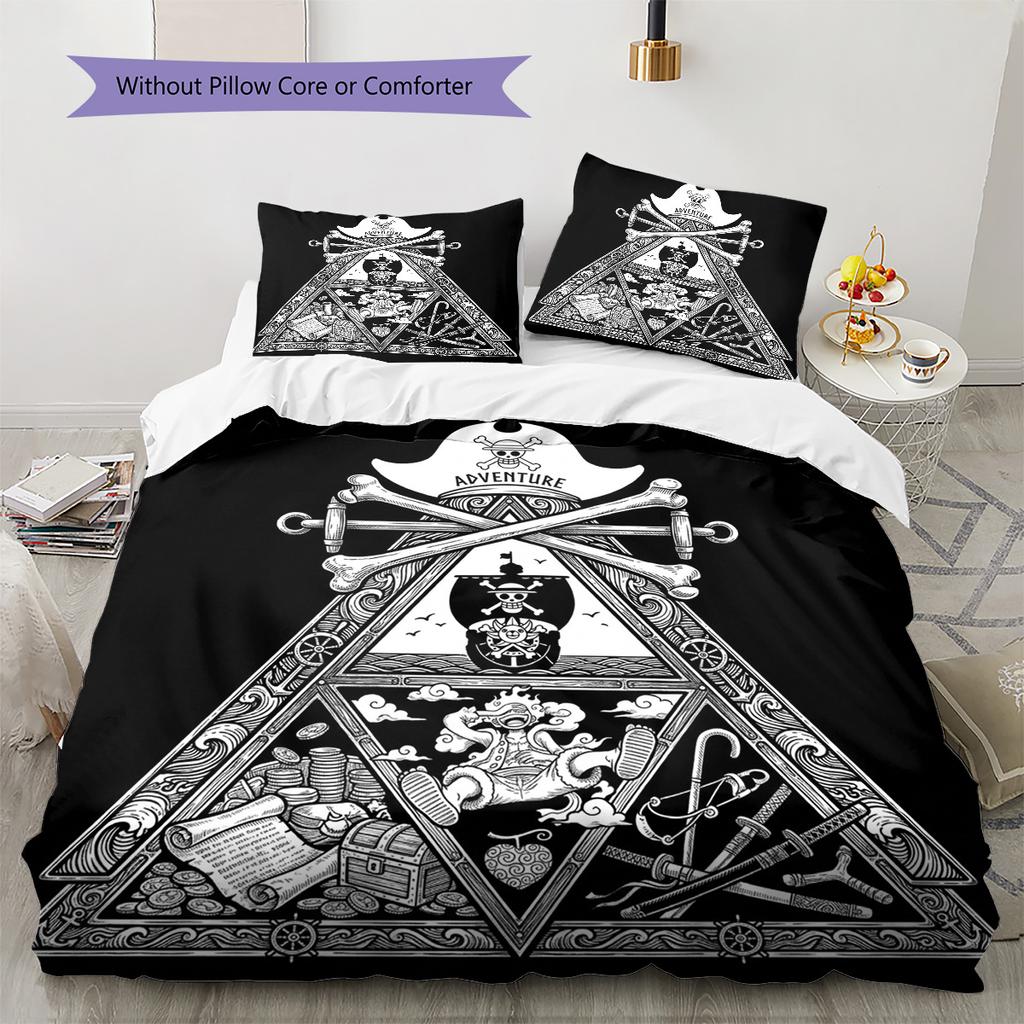One Piece Pattern Bedding Quilt Set Quilt Cover Pillowcase Home Birthday Gift(1 * duvet cover + 2 * pillowcase, without core)