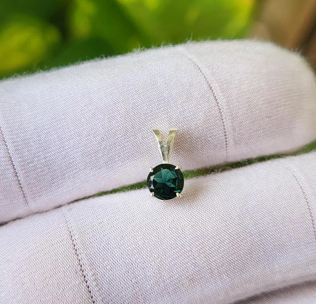 Natural Blue Faceted Tourmaline Gemstone 925 Sterling Silver Pendant A 133 Gift