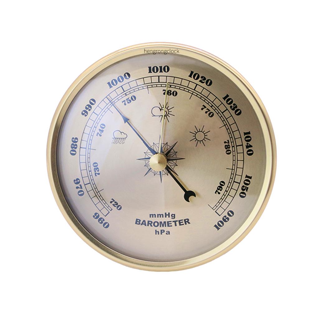 Metal Frame Barometer Clock with Weather Station and Sailing Pressure Gauge