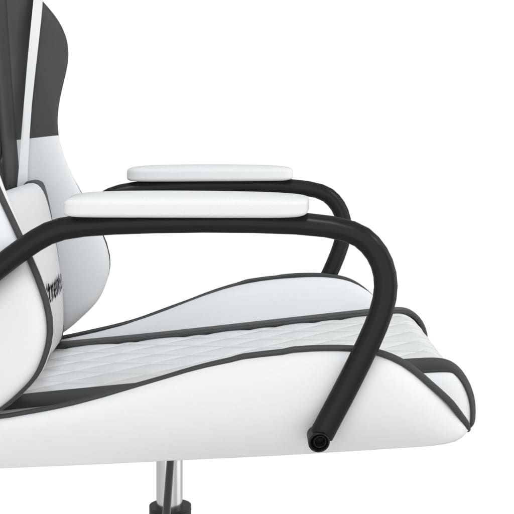 Gaming Chair In White and Black Artificial Leather