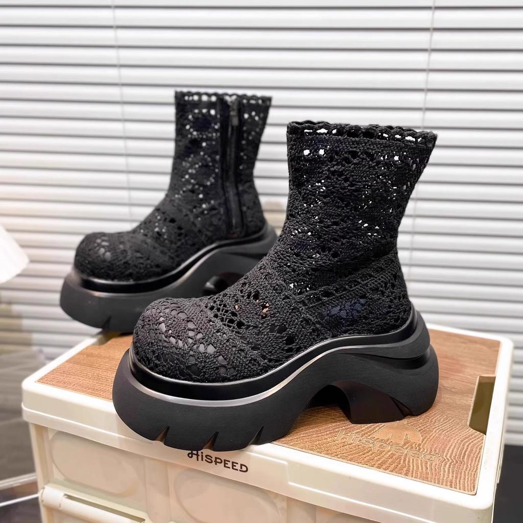 Thick-soled Martin Boots Women's 2025 New Summer Mesh Hollow Breathable Short Boots Small Fashion Versatile Cool Boots