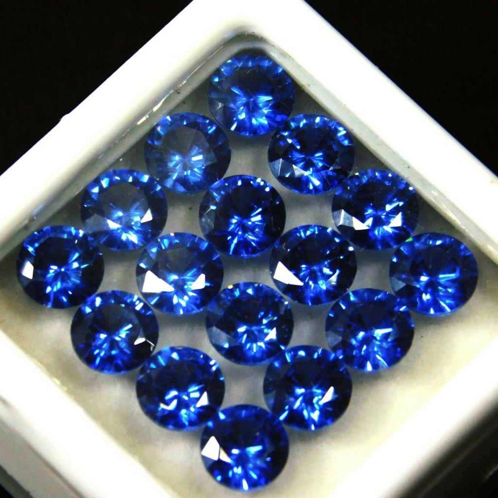 16 PCS Natural Sapphire Gemstone CERTIFIED 5 MM Ceylon Blue Round Cut Lot new23 008 003 002