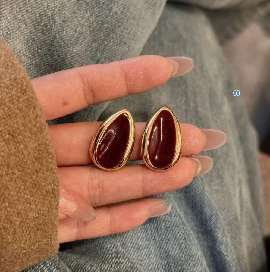 New Korean-Style Exaggerated Irregular Oval Metal Earrings